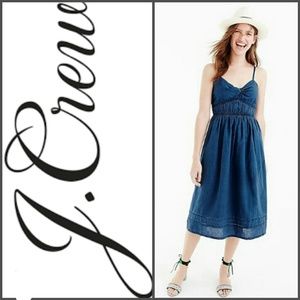 J CREW Smock Twist front Dress Indigo Size 8